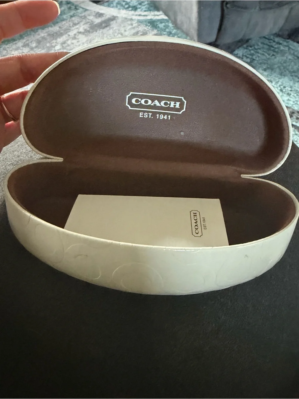 Coach Cream & Brown Signature Eyewear Case